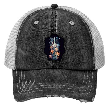 Discover space flower Trucker Hats