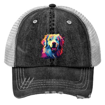 Discover Watercolor Colorful Great Pyrenees Trucker Hats