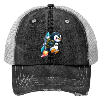 Discover Penguin with jetpack Trucker Hats