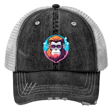 Discover Ape Monkey Illustration Trucker Hats