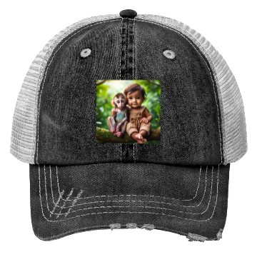 Discover Monkey & Baby Boy. Trucker Hats