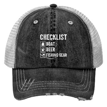 Discover CHECKLIST Boat beer fishing gear Trucker Hats