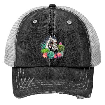Discover Horse Succulent Sugar Skull Trucker Hats