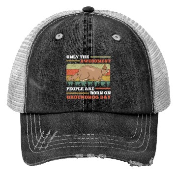 Discover Awesomest People Groundhog Day Retro Vintage Trucker Hats