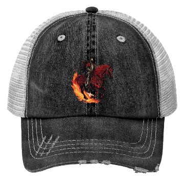 Discover Flaming fantasy horse made out gothic armor Trucker Hats