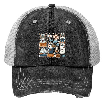 Discover Sailor Whiskers: Little Sailor Kitties Sticker Trucker Hats