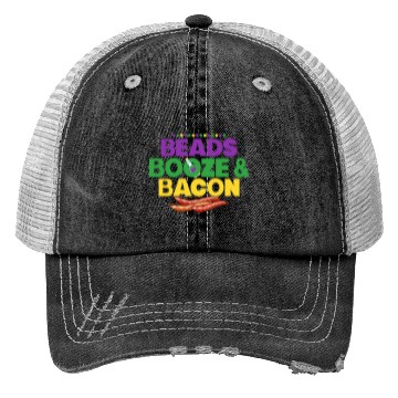 Discover Beads Booze & Bacon Carnival Mardi Gras Trucker Hats