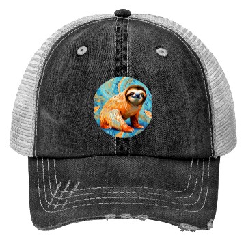 Discover Mosaic Mandala Sloth Trucker Hats