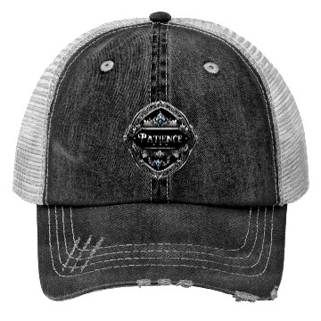 Discover SILVER BLACK PATIENCE TEXT AI GENERATED Trucker Hats