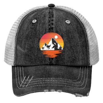 Discover Retro Vintage Sunset Mountains Nature Trucker Hats