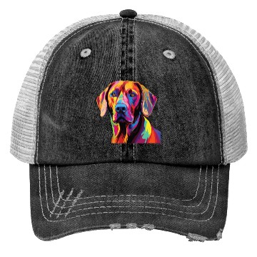 Discover Watercolor Colorful Rhodesian Ridgeback Trucker Hats