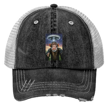 Discover FUNNY SELFIE MONKEY WITH ALIEN Trucker Hats