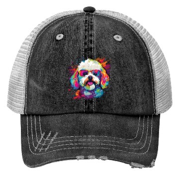 Discover Watercolor Colorful Bichon Frise Trucker Hats