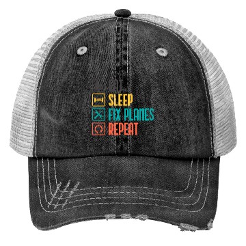 Discover Eat Sleep Fix Planes Repeat Aircraft Mechanic Trucker Hats
