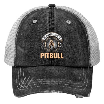 Discover My Heart Belongs To Pitbull Dog Trucker Hats