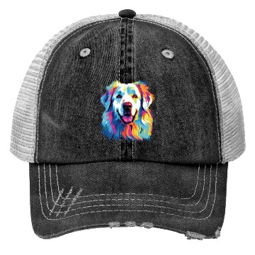 Discover Watercolor Colorful Great Pyrenees Trucker Hats