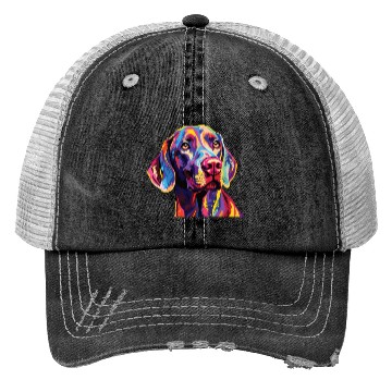 Discover Watercolor Colorful Weimaraner Trucker Hats