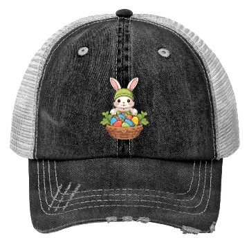 Discover Easter Bunny Rabbit Easter Day Egg Basket Trucker Hats