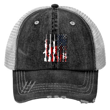 Discover Rifle gun flag Trucker Hats