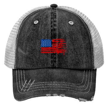 Discover Gun Rifles American Flag Trucker Hats