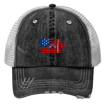 Discover USA flag with gun Trucker Hats