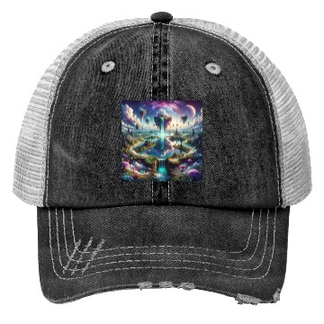 Discover Fantasy Skylands: Surreal Landscape Trucker Hats