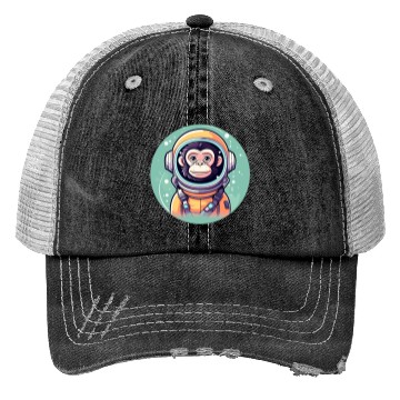 Discover Monkey Ape Astronaut Illustration Trucker Hats