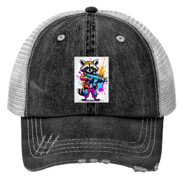 Discover Raccoon with laser gun Trucker Hats
