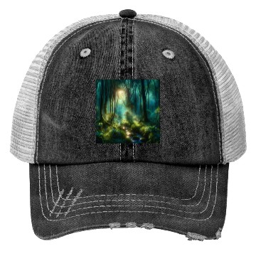 Discover Twilight Enchantment A Mystical Forest Scene Trucker Hats