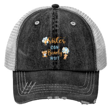 Discover Sister Can Bearly Wait Baby Shower Trucker Hats