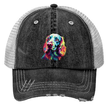 Discover Watercolor Colorful English Setter Trucker Hats