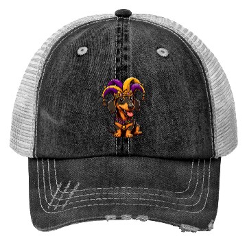 Discover Mardi Gras Dachshund Trucker Hats