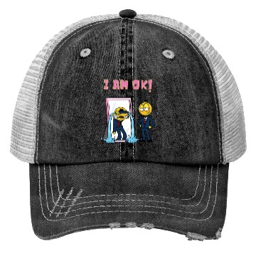 Discover I am ok Sarcasm funny Emojis Trucker Hats