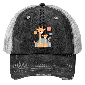 Discover Giraffe Family Trucker Hats