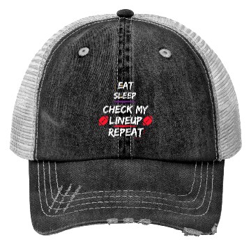 Discover Eat Sleep Check my Lineup Repeat Fantasy Football Trucker Hats