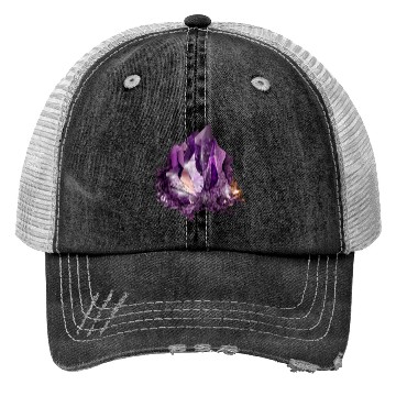 Discover bright purple amethyst crystal motif Trucker Hats