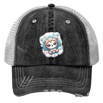 Discover Cloudy Cuddles: Playful Baby Panda Trucker Hats