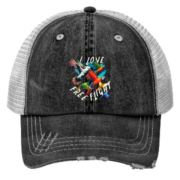 Discover I Love Free Flight Free Flying Parrot Bird Train Trucker Hats