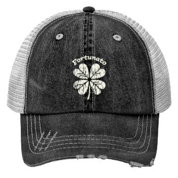 Discover Fortunato Emblem Distressed Four-Leaf Trucker Hats