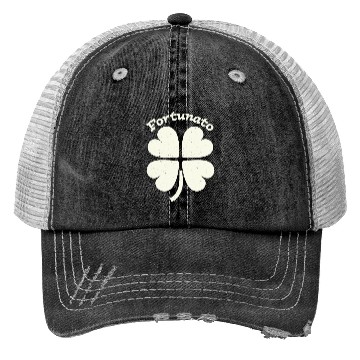 Discover Fortunato Emblem Distressed Four-Leaf Trucker Hats