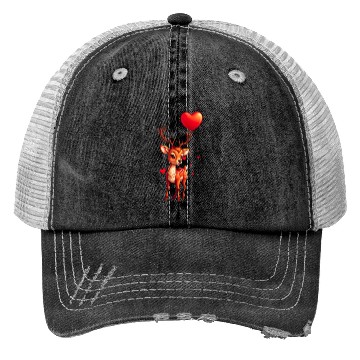Discover Adorable deer with heart shaped balloon. Trucker Hats