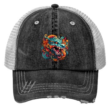 Discover Modern Oriental Dragon Majesty Trucker Hats