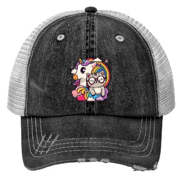 Discover cute cat and unicorn Trucker Hats