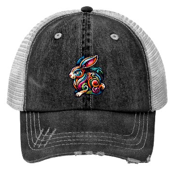 Discover Rabbit Tattoo Tribal Chinese Zodiac Trucker Hats