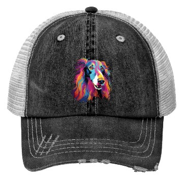 Discover Watercolor Colorful Russian Greyhound Trucker Hats