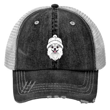 Discover Cute Pomeranian with hat Trucker Hats