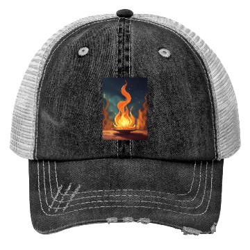 Discover drawing a flame art Trucker Hats
