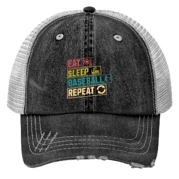 Discover Eat sleep baseball repeat hobby Trucker Hats