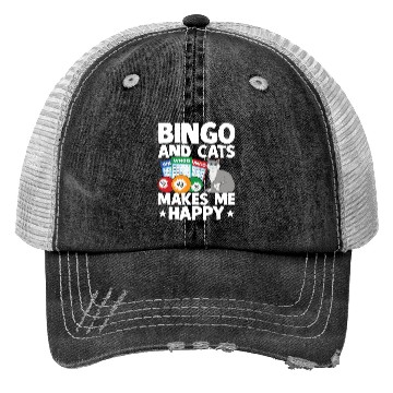 Discover Bingo And Cats Makes Me Happy Trucker Hats