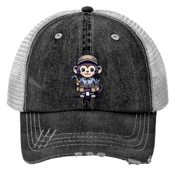 Discover Cute Monkey Craftsman Trucker Hats